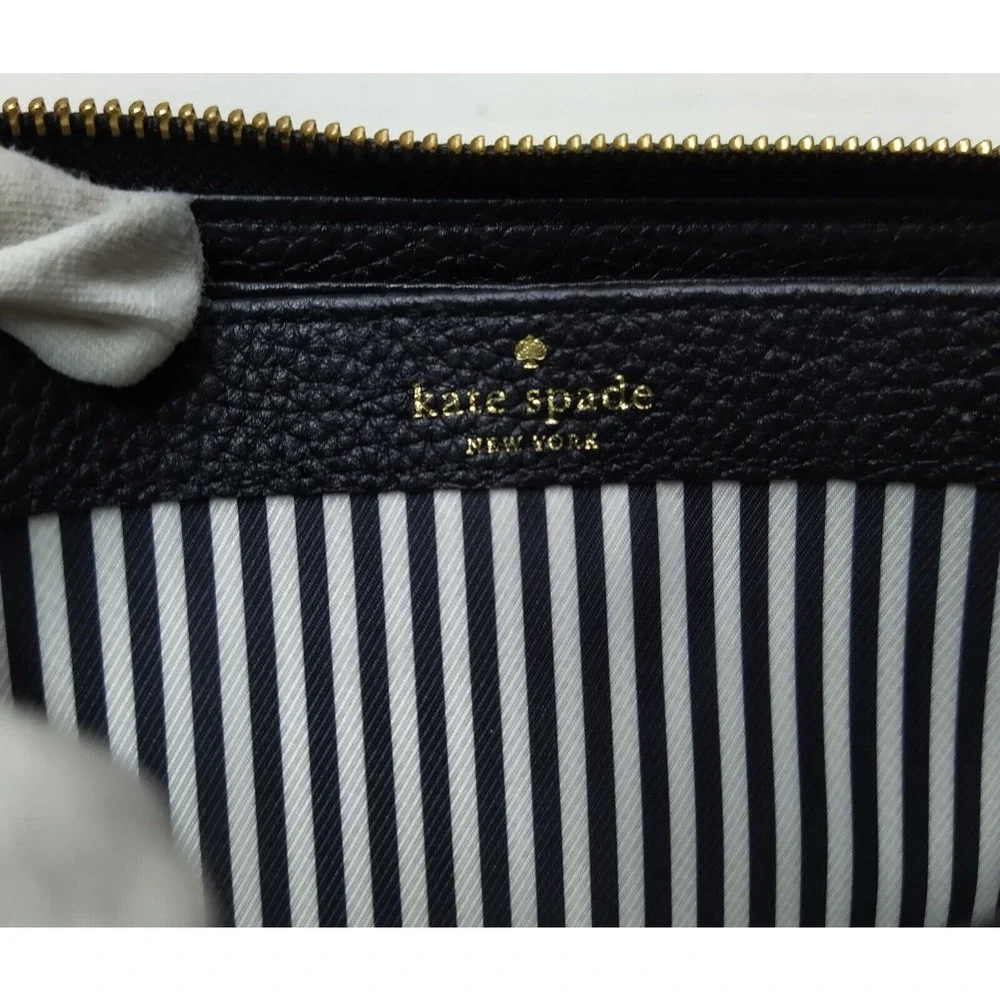 Kate Spade New York Black Pebbled Zip Around Credit Card Long Wallet
